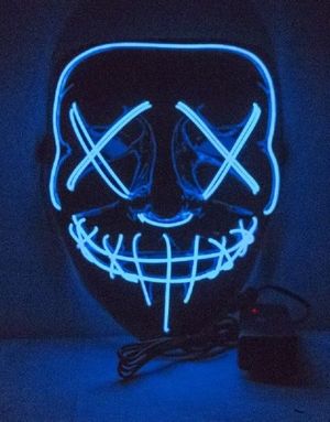 Svart El Wire Purge Maske med Blå LED-Lys