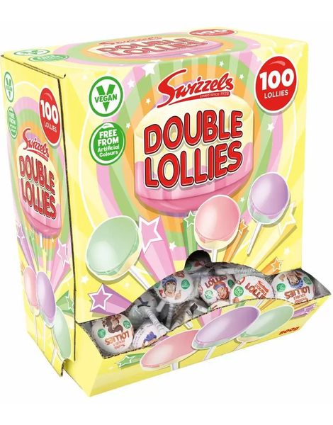100 stk Swizzels Double Lollies i Dispenser Æske - 800 gram