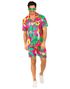 Tropisk Rosa Hawaii Skjorte og Shorts - XXL