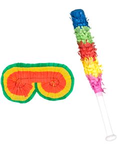 Sæt med Pinata Slå-Pinde og Øjenmaske