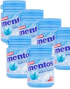 6 stk Mentos Sugarfree Peppermint Gum - Sukkerfri Tyggegummi med Pebermyntesmag - Hel Kasse