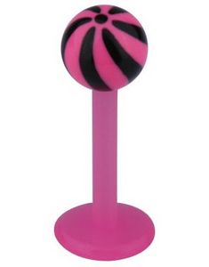 Candy Stripes Labret - Rosa/Sort - Strl 1,2x8x4mm