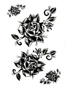 Dark Roses - 4 stk Tatoveringer (Fake Tattoo)
