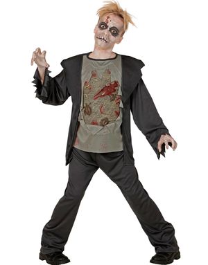 Gråt og Sort Zombiekostume til Børn