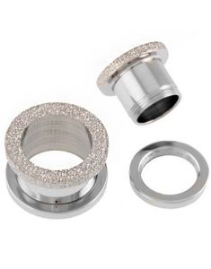 Piercing Tunnel With Silver Diamond Dust