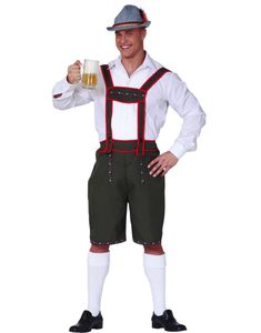 Mørk Grønn Lederhosen med Seler