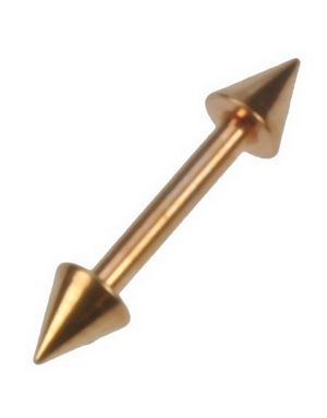 Lige Guldfarvet Øjenbrynspiercing med Spike Kugler - 1,2 x 8 mm
