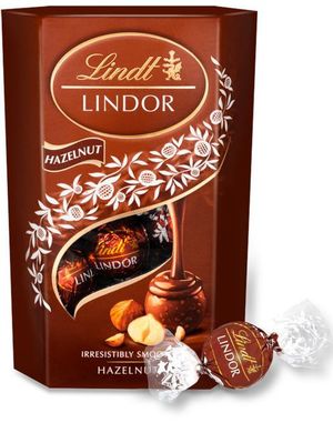Lindt Lindor Hazelnut - Mælkechokolade og Hasselnød Trøfler med Fyld 200 gram