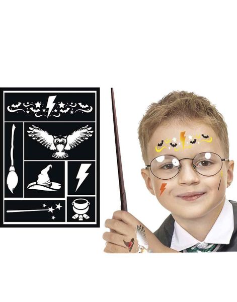 7 stk Maskeradesminke Sjablonger/Former - Harry Potter / Trollmann