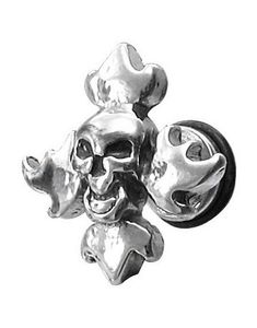 Flaming Skull Cross - Fake Piercing