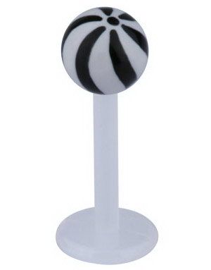 Candy Stripes Labret - Hvid/Sort - Strl 1,2x8x4mm