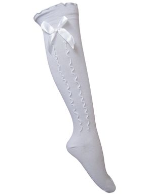 Hvite Oktoberfest Knestrømper med Sløyfer