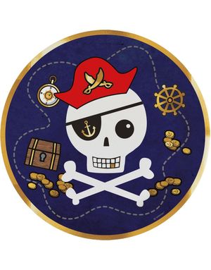 8 stk Papptallerkener med Piratskalle 23 cm