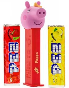 Rød Peppa Gris Pez-Holder med 2 stk Pez Pakker