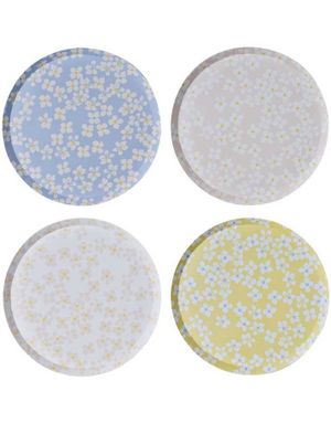8 stk Forskjellig Pastellfargede Papptallerkener 25 cm - Hello Spring