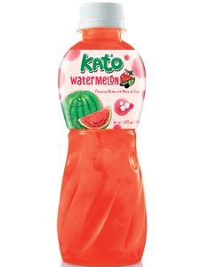 Kato Fruit Juice Nata De Coco Watermelon - Juice med Vannmelonsmak og Kokosgelebiter 320 ml (Thailand)
