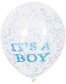 6 stk 30 cm It’s a Boy Blå Konfettiballoner