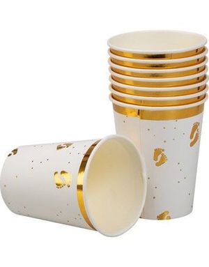 8 stk Pappkrus med Gullfolierte Fotavtrykk 270 ml