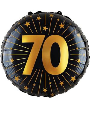 70-års Fejring - Sort Og Guld Folieballon 46 cm