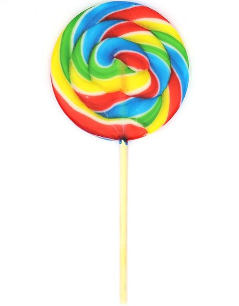 Candy Realms Round Lollipop - Rund Regnbuefarget Kjærlighet på Pinne 80 gram