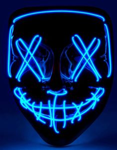 Sort Maske med Blåt LED-Lys - 3 Lysindstillinger