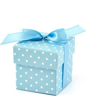 10 stk Baby Blå Gaveæsker med Bånd 5x5 cm