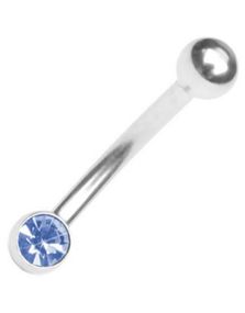 Øjenbrynspiercing med Lyseblå Sten - 1.2 x 8 mm 