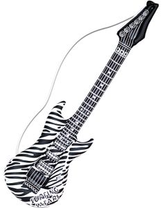 Zebramønstret Oppustelig Hvid og Sort El-Guitar - 105 cm