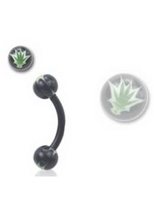 Weed - 1.2 x 8 mm Sort Øjenbrynspiercing