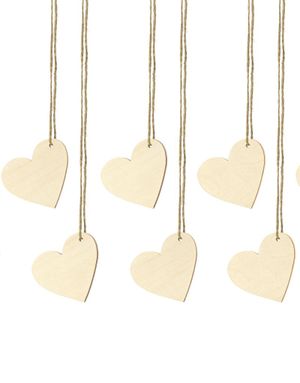 10 stk Hjerteformet Tags i Treverk