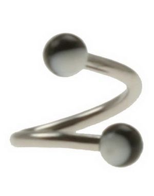 Curve Øjenbrynspiercing med Hvide og Sorte Kugler - 1.2 x 8 mm