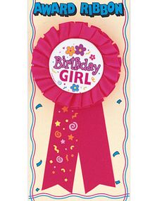 Birthday Girl - Rosa Præmie Rosette 14x7,5 cm