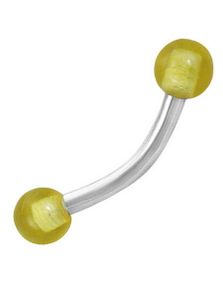 Banana Øjenbrynspiercing med Runde Gule Kugler - 1.2 x 8 mm