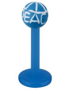 Labret with Peace Mark - Blue/White