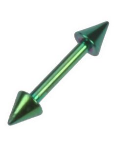Lige Grøn Øjenbrynspiercing med Spikes - 1,2 x 8 mm