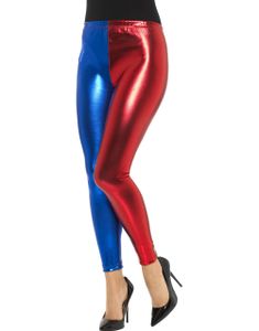 Blå og Rød Harley Quinn inspirerede Leggings