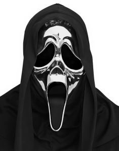 Metallisk Sølvfarget Lisensiert Skrik Mask
