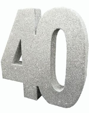Sølvfarvet Glitrende 40 År Borddekoration 20 cm