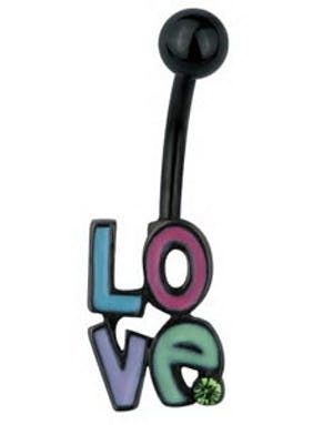 Navlepiercing i Sort med Love