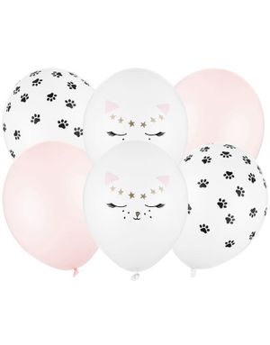 6 stk Ballonger 30 cm - med Diverse Kattemotiv