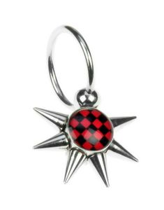 Skakternet Rød og Sort BCR Piercing - 1.2 x 10 mm 