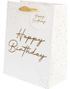 Gavepose Happy Birthday Gullskrift 18x23x10 cm