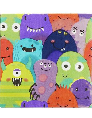 8 stk Servietter med Monstermotiv 33x33 cm