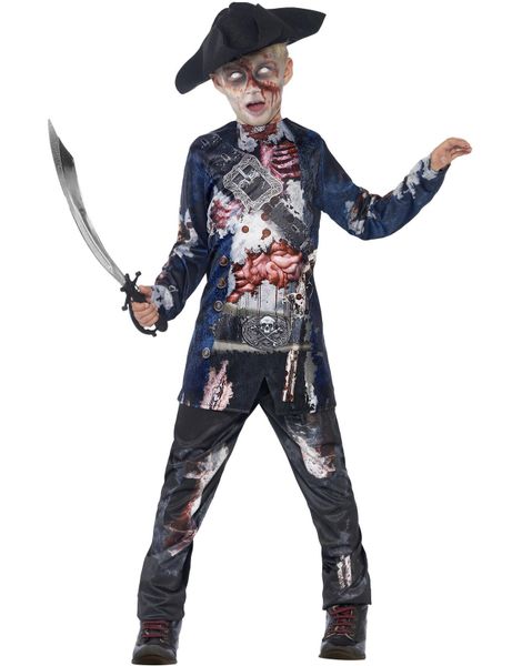 Zombie Pirat Kostume med Fotorealistisk Tryk til Barn