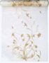 Cremehvid Organzaløber med Guldfarvede Glittermotiver 36 cm x 9 meter