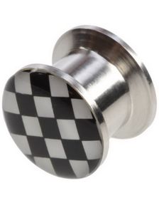 Skakmønstret Piercing Plug I Sort Og Hvid