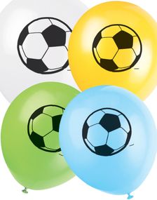 8 stk 30 cm - Balloner i Assorterede Farver med Fodboldtryk