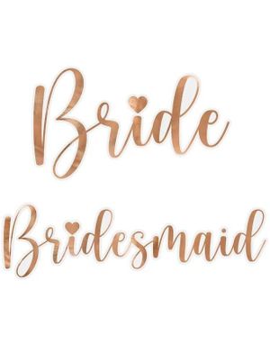 "Bride" og "Bridesmaid" Klistremerker i Rosegull