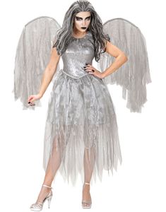 Dark Angel - Gråt Damekostume med Vinger