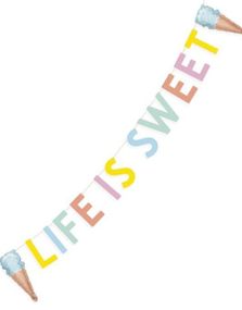 Life is Sweet Banner med Iskrem Folie Ballonger 182 cm